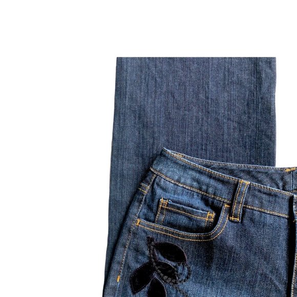 Talbots Floral Embroidered Wide Leg Jeans - Picture 4 of 8